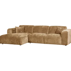 Woood CLOUD chaise longue links geweven chenille honinggeel