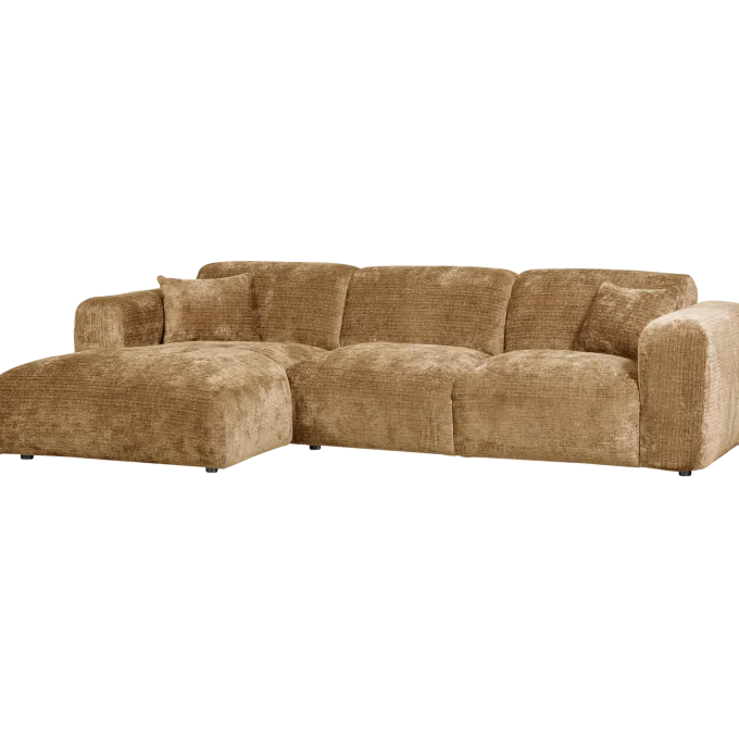 Woood CLOUD chaise longue links geweven chenille honinggeel