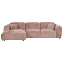 Woood CLOUD chaise longue links geweven chenille taupe / roze