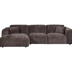 Woood CLOUD chaise longue links geweven chenille warm bruin