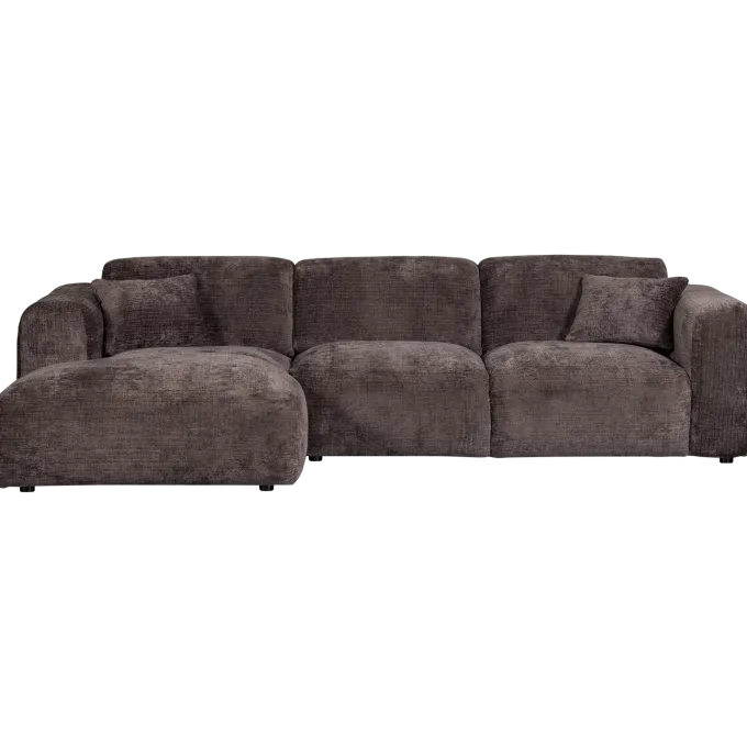 Woood CLOUD chaise longue links geweven chenille warm bruin