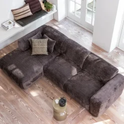 Woood CLOUD chaise longue links geweven chenille warm bruin