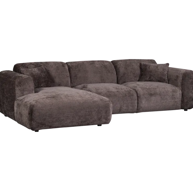 Woood CLOUD chaise longue links geweven chenille warm bruin