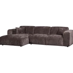 Woood CLOUD chaise longue links geweven chenille warm bruin