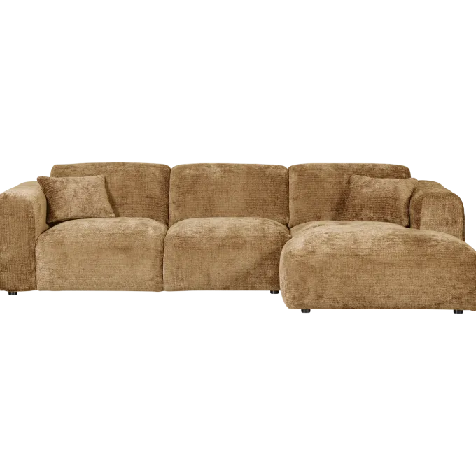 Woood CLOUD chaise longue rechts geweven chenille honinggeel