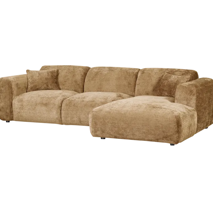 Woood CLOUD chaise longue rechts geweven chenille honinggeel