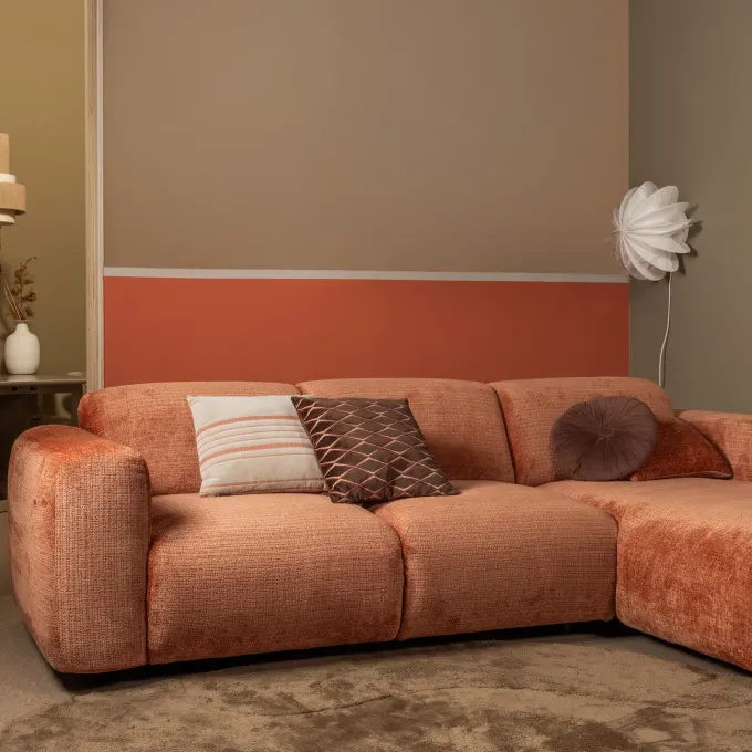 Woood CLOUD chaise longue rechts geweven chenille terra