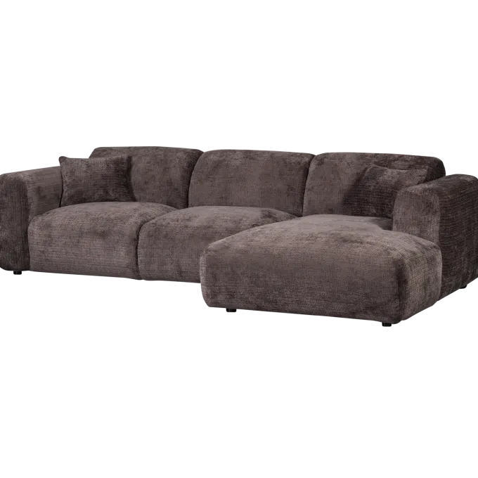 Woood CLOUD chaise longue rechts geweven chenille warm bruin
