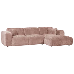 Woood CLOUD chaise longue rechts geweven chenille taupe / roze