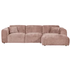 Woood CLOUD chaise longue rechts geweven chenille taupe / roze