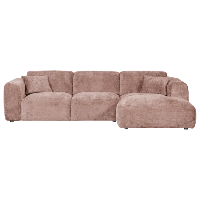Woood CLOUD chaise longue rechts geweven chenille taupe / roze