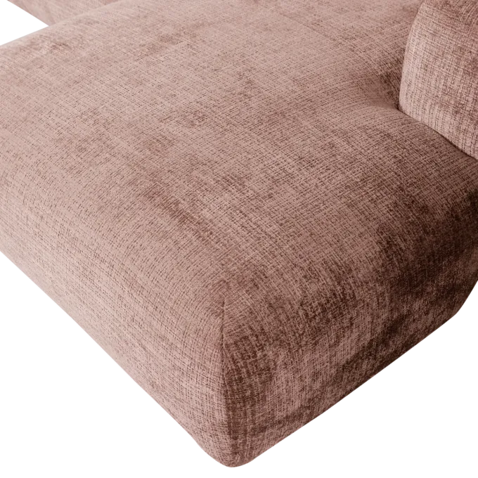 Woood CLOUD chaise longue rechts geweven chenille taupe / roze