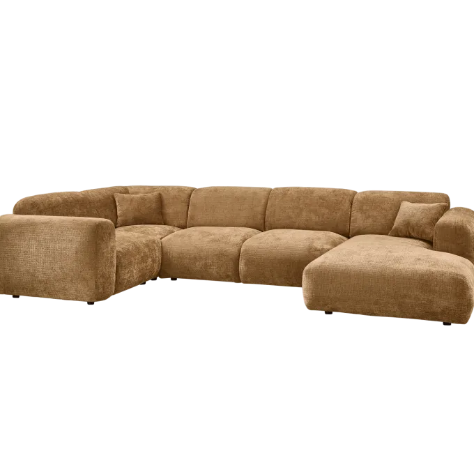 Woood CLOUD hoekbank links geweven chenille honinggeel