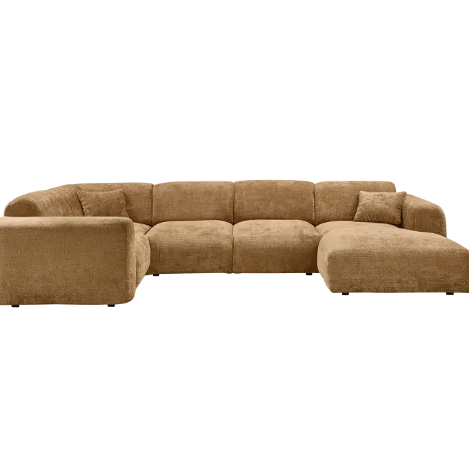 Woood CLOUD hoekbank links geweven chenille honinggeel