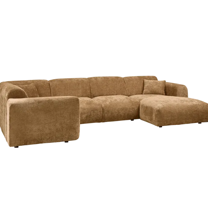 Woood CLOUD hoekbank links geweven chenille honinggeel