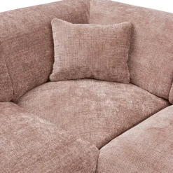 Woood CLOUD hoekbank links geweven chenille taupe / roze