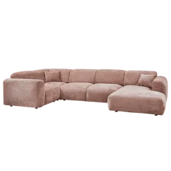 Woood CLOUD hoekbank links geweven chenille taupe / roze