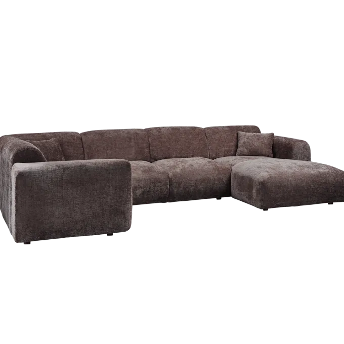Woood CLOUD hoekbank links geweven chenille warm bruin