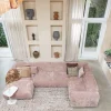 Woood CLOUD hoekbank rechts geweven chenille taupe / roze