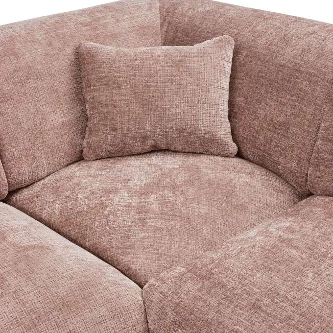 Woood CLOUD hoekbank rechts geweven chenille taupe / roze