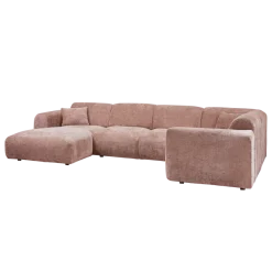 Woood CLOUD hoekbank rechts geweven chenille taupe / roze