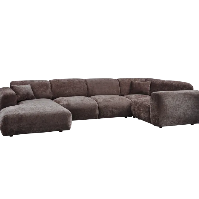 Woood CLOUD hoekbank rechts geweven chenille warm bruin
