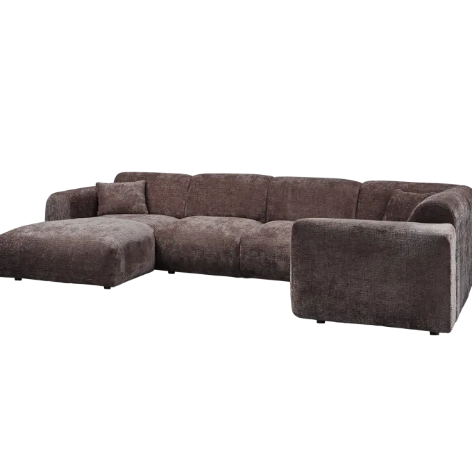 Woood CLOUD hoekbank rechts geweven chenille warm bruin