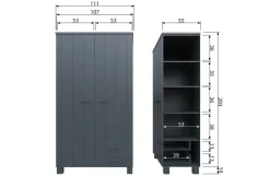 Woood Dennis Kast Met Laden Grenen Steel Grey Geborsteld [fsc]