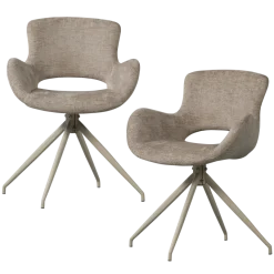Woood Eliva eetkamerstoel structure velvet zand - set van 2