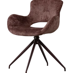 Woood Eliva eetkamerstoel structure velvet paars - set van 2