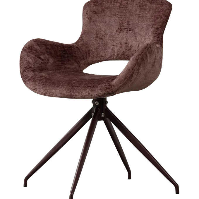 Woood Eliva eetkamerstoel structure velvet paars - set van 2
