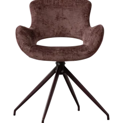 Woood Eliva eetkamerstoel structure velvet paars - set van 2
