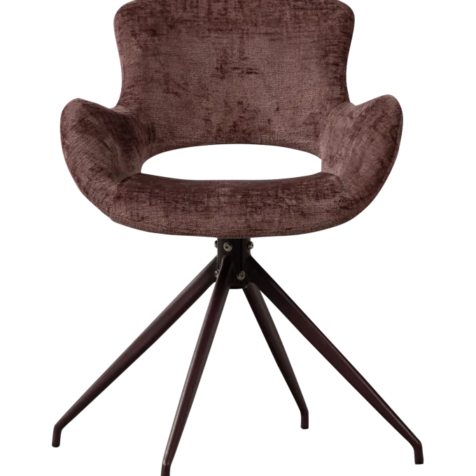 Woood Eliva eetkamerstoel structure velvet paars - set van 2