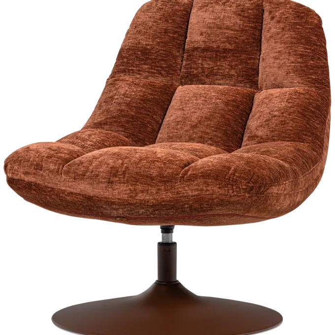 Woood Elvi Draaifauteuil Chenille Structuur Roestbruin