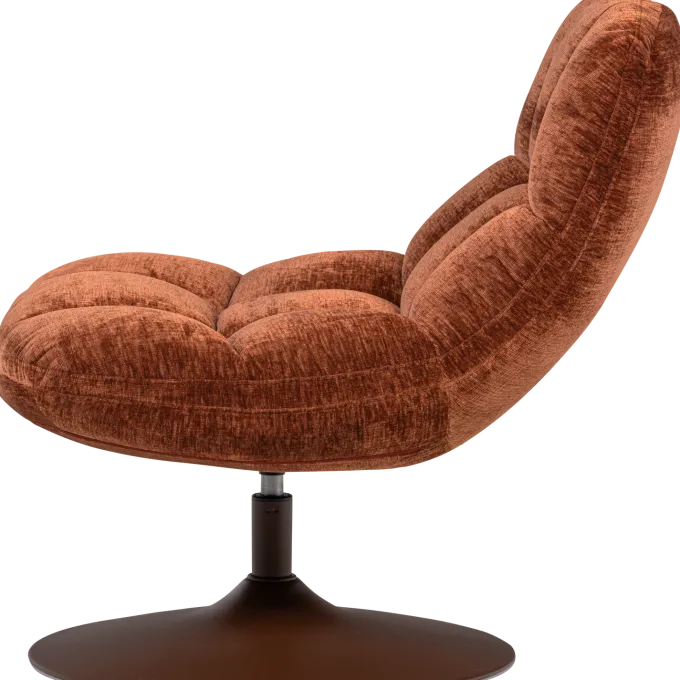 Woood Elvi Draaifauteuil Chenille Structuur Roestbruin