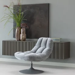 Woood Elvi Draaifauteuil Chenille Structuur Lichtgrijs