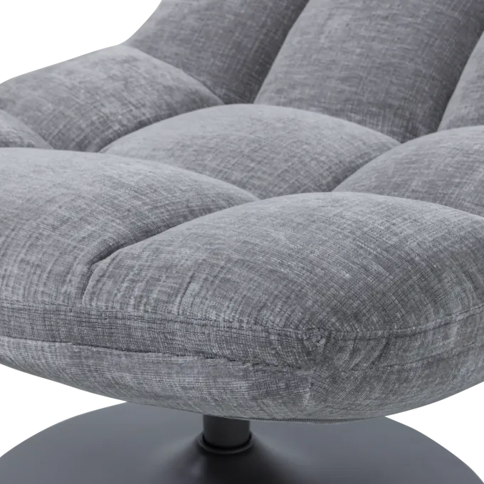 Woood Elvi Draaifauteuil Chenille Structuur Lichtgrijs