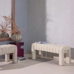 Woood Frex Gestoffeerd Bankje Boucle Naturel [fsc]
