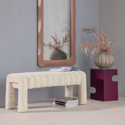 Woood Frex Gestoffeerd Bankje Boucle Naturel [fsc]