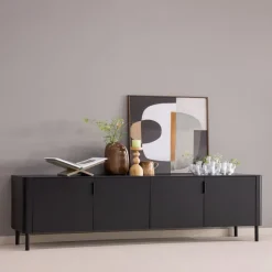 Woood Gunnar Dressoir 200 Cm Grenen Matzwart [fsc]