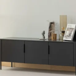 Woood Gunnar tv meubel 154 cm grenen matzwart [fsc]