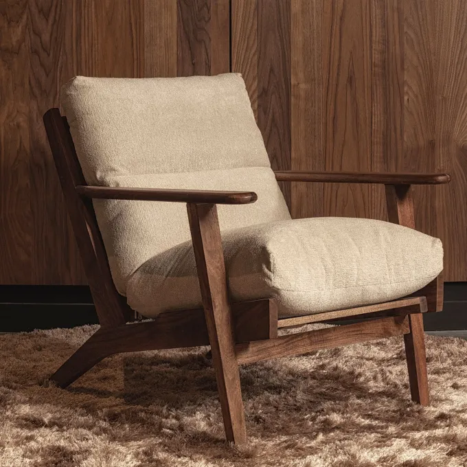 Woood Houston fauteuil bouclé/hout naturel