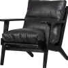 Woood Houston fauteuil echt leer zwart