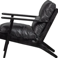 Woood Houston fauteuil echt leer zwart