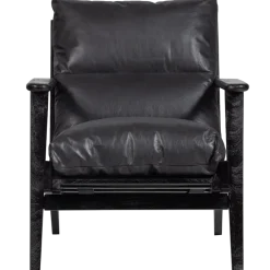 Woood Houston fauteuil echt leer zwart