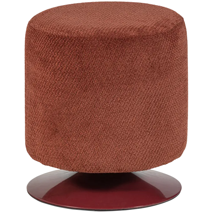 Woood Islen Poef Met Draaivoet Boucle Bordeauxrood