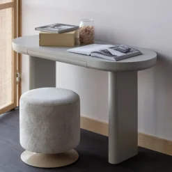 Woood Islen Poef Met Draaivoet Boucle Beige