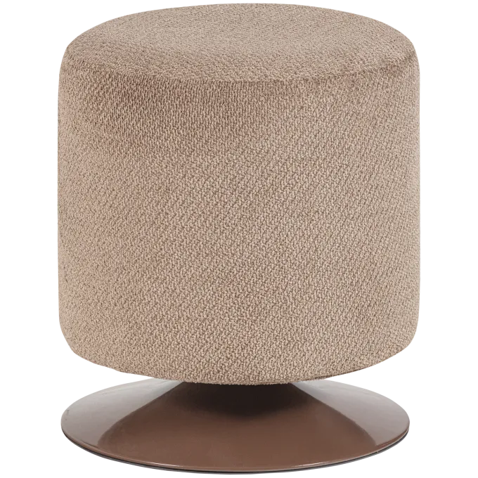 Woood Islen Poef Met Draaivoet Boucle Bruin
