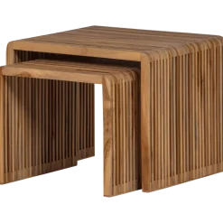 Woood Jasmijn Bijzettafel Recycled Teak Naturel - Set Van 2