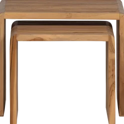 Woood Jasmijn Bijzettafel Recycled Teak Naturel - Set Van 2